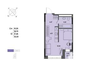 Студия квартира, вторичка, 31м2, 2/17 этаж