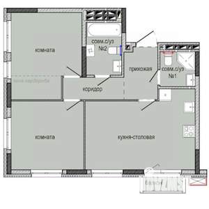 2-к квартира, строящийся дом, 61м2, 4/16 этаж