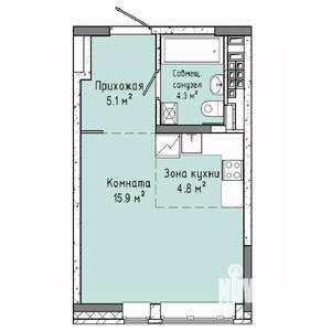 1-к квартира, строящийся дом, 30м2, 7/16 этаж