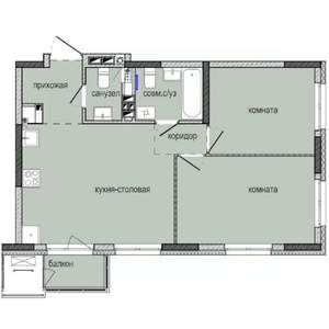 2-к квартира, строящийся дом, 55м2, 10/16 этаж