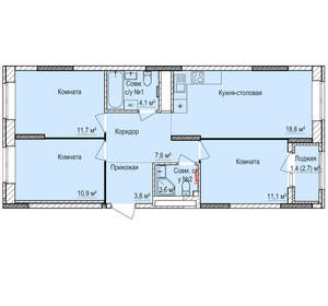 3-к квартира, вторичка, 72м2, 3/17 этаж