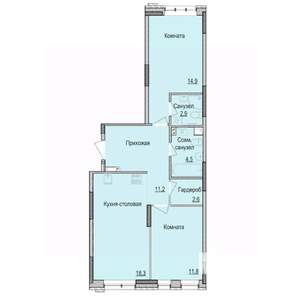 2-к квартира, строящийся дом, 66м2, 2/17 этаж