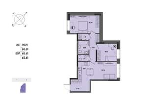 3-к квартира, вторичка, 66м2, 2/17 этаж