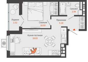 1-к квартира, вторичка, 40м2, 5/13 этаж