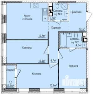 3-к квартира, вторичка, 81м2, 12/17 этаж