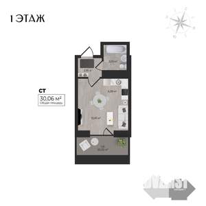 Студия квартира, строящийся дом, 30м2, 1/17 этаж