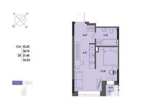 1-к квартира, вторичка, 31м2, 3/17 этаж