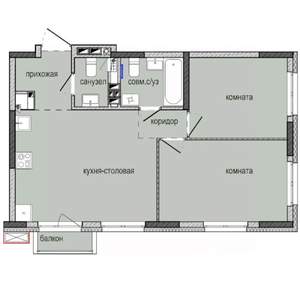 2-к квартира, строящийся дом, 54м2, 5/16 этаж