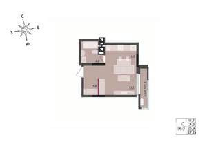 Студия квартира, строящийся дом, 26м2, 15/17 этаж