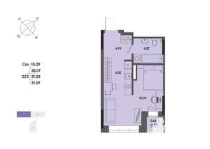 Студия квартира, вторичка, 31м2, 16/17 этаж
