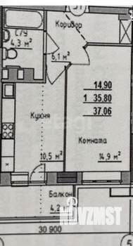 1-к квартира, вторичка, 41м2, 5/17 этаж