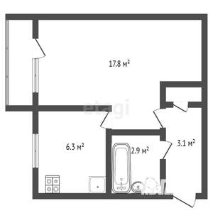 1-к квартира, вторичка, 28м2, 5/5 этаж
