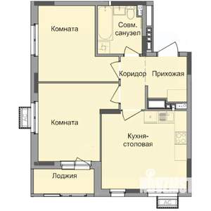2-к квартира, строящийся дом, 55м2, 9/17 этаж