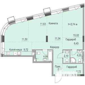 Студия квартира, строящийся дом, 95м2, 5/23 этаж