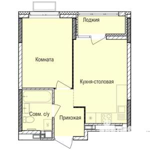 1-к квартира, строящийся дом, 35м2, 13/17 этаж