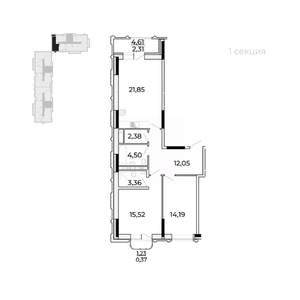 2-к квартира, строящийся дом, 80м2, 11/17 этаж