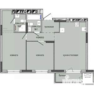 2-к квартира, строящийся дом, 64м2, 7/16 этаж