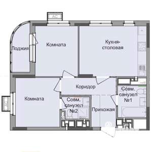 2-к квартира, строящийся дом, 54м2, 4/17 этаж