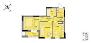 2-к квартира, вторичка, 44м2, 17/17 этаж