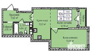 2-к квартира, строящийся дом, 61м2, 8/17 этаж