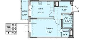 1-к квартира, вторичка, 41м2, 10/17 этаж