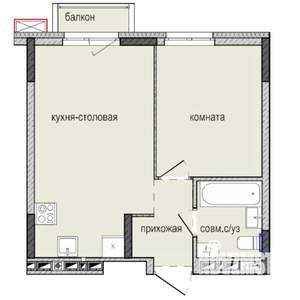 1-к квартира, строящийся дом, 36м2, 3/16 этаж