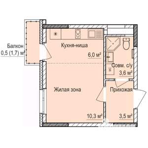 Студия квартира, строящийся дом, 24м2, 3/17 этаж