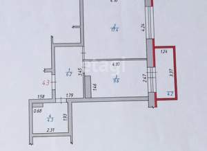 1-к квартира, вторичка, 38м2, 7/17 этаж