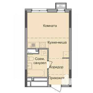 Студия квартира, строящийся дом, 26м2, 2/17 этаж