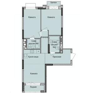 3-к квартира, строящийся дом, 64м2, 9/17 этаж
