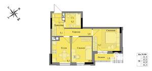 2-к квартира, вторичка, 45м2, 8/17 этаж