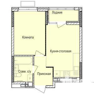 1-к квартира, строящийся дом, 35м2, 3/17 этаж