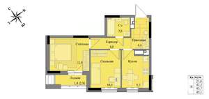 2-к квартира, вторичка, 44м2, 11/17 этаж