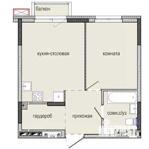 1-к квартира, строящийся дом, 40м2, 14/16 этаж