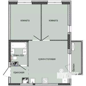 2-к квартира, строящийся дом, 50м2, 8/16 этаж