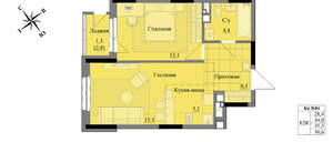 2-к квартира, вторичка, 45м2, 6/17 этаж