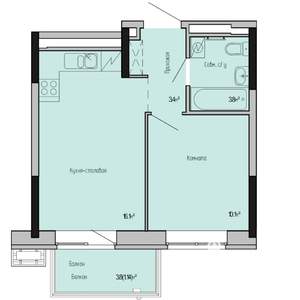 1-к квартира, строящийся дом, 35м2, 8/17 этаж