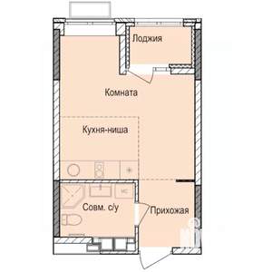Студия квартира, строящийся дом, 26м2, 5/17 этаж