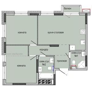 2-к квартира, строящийся дом, 62м2, 13/16 этаж