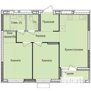 2-к квартира, строящийся дом, 58м2, 7/17 этаж