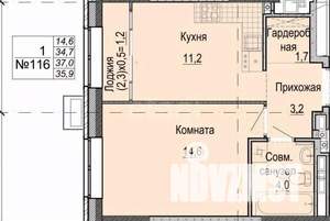 1-к квартира, вторичка, 36м2, 12/25 этаж