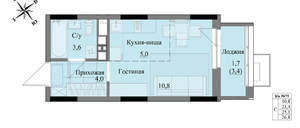 Студия квартира, вторичка, 25м2, 6/17 этаж