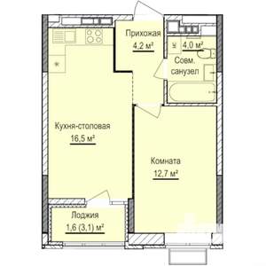 1-к квартира, строящийся дом, 39м2, 11/17 этаж