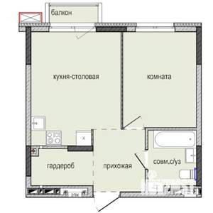 1-к квартира, строящийся дом, 40м2, 11/16 этаж