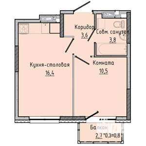 1-к квартира, строящийся дом, 35м2, 16/17 этаж