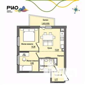 2-к квартира, вторичка, 48м2, 2/17 этаж