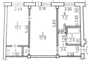 2-к квартира, вторичка, 46м2, 5/5 этаж