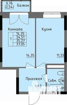 1-к квартира, вторичка, 35м2, 10/17 этаж