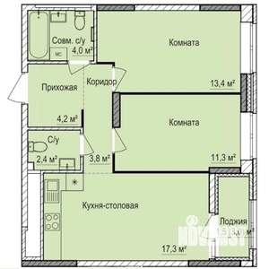 2-к квартира, вторичка, 58м2, 11/17 этаж