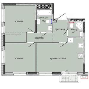 2-к квартира, строящийся дом, 61м2, 5/16 этаж